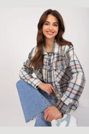 Ex moda Dámská košile chunky kostkovaná SOLOMIA ecru-blue