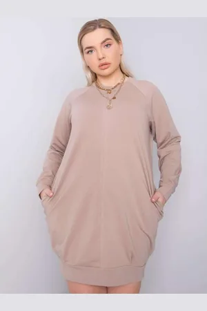 BASIC FEEL GOOD Dámské šaty plus size ARIADNE tmavě béžové