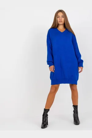 RUE PARIS Dámské šaty oversize kobaltové