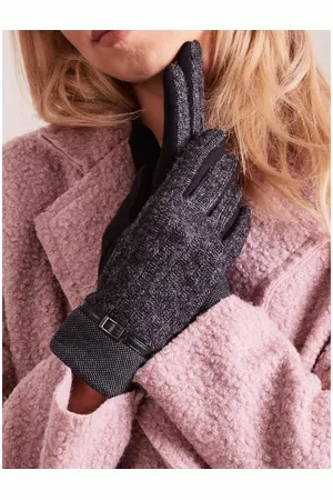 Wool Fashion Italia Dámské rukavice s pletenými vložkami DALIA černé