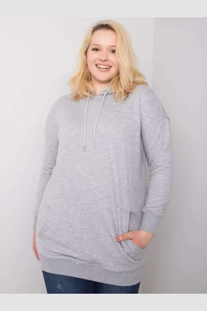 BASIC FEEL GOOD Dámská mikina s kapucí plus size LUNA šedá