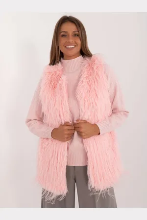 Wool Fashion Italia Dámská vesta s kapsami kožešinová světle