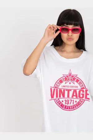 Italy Moda Dámské tričko volného střihu s nášivkou DOUBLE bílé a růžové