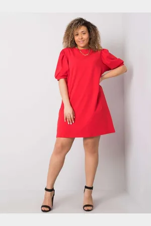 BASIC FEEL GOOD Dámské šaty bavlněné plus size JASMINE červené