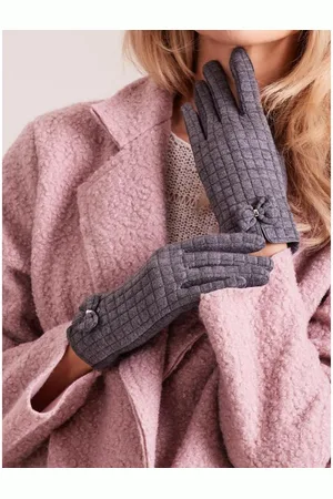 Wool Fashion Italia Dámské rukavice kostkované ANABEL tmavě šedé