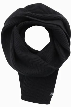 Ombre Clothing Pánská jednobarevná žebrovaná pletená šála - černá