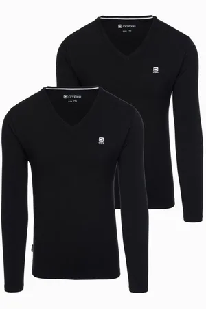 Ombre Clothing Pánská souprava triček s dlouhým rukávem V-NECK mix 2-pack V3 Z87