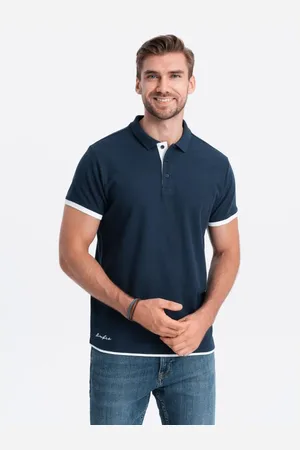 Ombre Clothing Pánská bavlněná polokošile V4 OM-POSS-0113 tmavě modrá