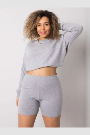 BASIC FEEL GOOD Dámské šortky bavlněné plus size ALESSIA šedé