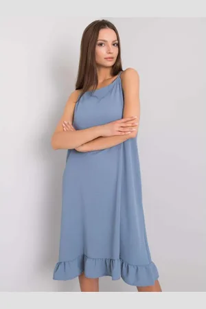 Fancy Dámské šaty s ramínky SIMONE modré a šedé