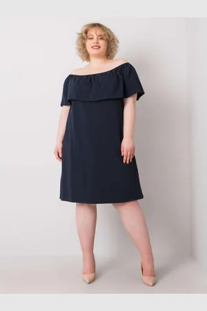 BASIC FEEL GOOD Dámské šaty z bavlny plus size KEILY námořnicky modré
