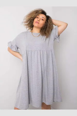 BASIC FEEL GOOD Dámské šaty plus size CHIARA šedé