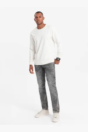 Ombre Clothing Pánské džíny STRAIGHT LEG šedé