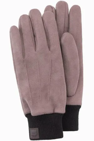 Ombre Clothing Pánské rukavice z ekokůže s lemem - hnědé