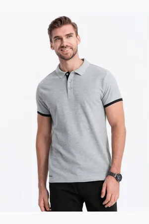 Ombre Clothing Pánská bavlněná polokošile V7 OM-POSS-0113 světle šedá