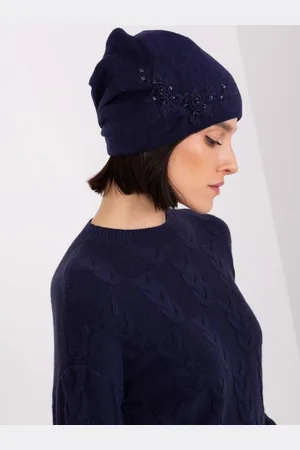 Wool Fashion Italia Dámská čepice s aplikací PLETA námořnicky modrá