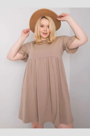 BASIC FEEL GOOD Dámské šaty plus size CHIARA tmavě béžové