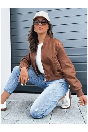 D-Street Dámská kožená bunda bomber SANTOL camel