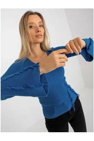 COCO ANGELO Dámský svetr s výstřihem VINTAGE tmavě modrý