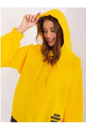 Ex moda Dámská mikina s kapucí a nápisem oversize BENGINA žlutá