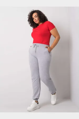 BASIC FEEL GOOD Dámské tepláky plus size BEATRIZ šedé