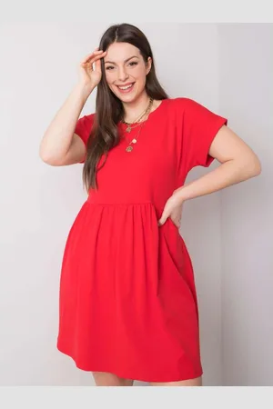 BASIC FEEL GOOD Dámské šaty bavlněné plus size MOLLY červené