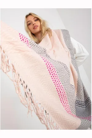 Factory Price Dámská zimní šála se střapci LILIANA světle a šedá
