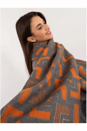 Wool Fashion Italia Dámská šála s třásněmi šedooranžová