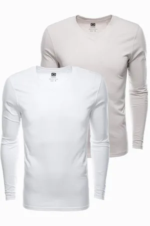 Ombre Clothing Pánská souprava triček s dlouhým rukávem V-NECK mix V8 Z41
