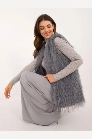 Wool Fashion Italia Dámská vesta kožešinová se zapínáním na háčky