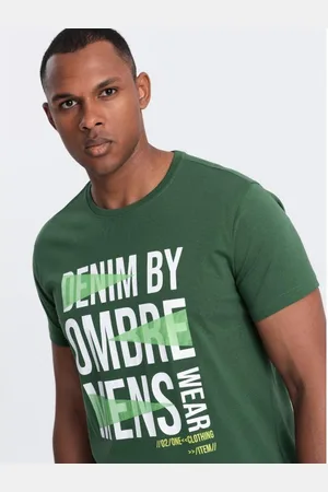 Ombre Clothing Pánské bavlněné tričko s velkým nápisem zelené