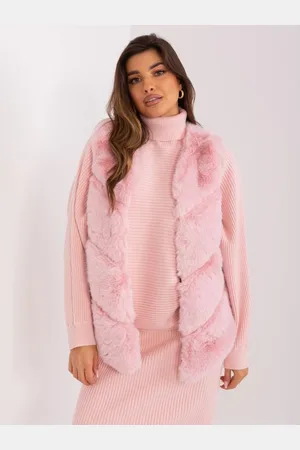Wool Fashion Italia Dámská vesta s kožešinou DEDA světle
