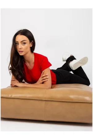 BASIC FEEL GOOD Dámské tričko plus size bavlněné RIMON červené