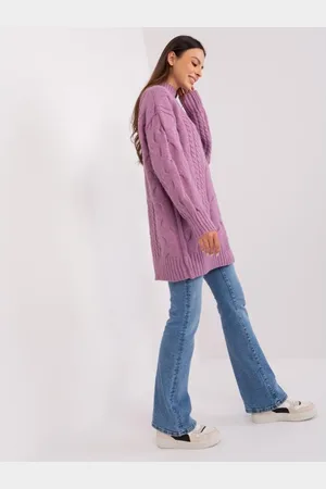 Wool Fashion Italia Dámské šaty s rolákem ACKA fialové