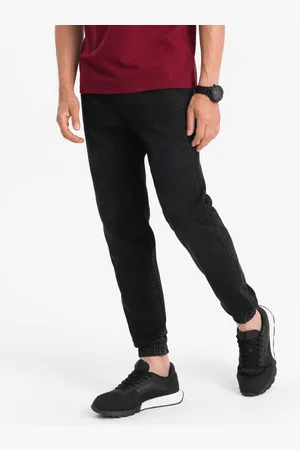 Ombre Clothing Pánské džínové kalhoty jogger OM-PADJ-0106 černé