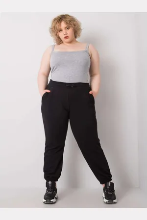 BASIC FEEL GOOD Dámské tepláky s vysokým pasem plus size AINHOA černé