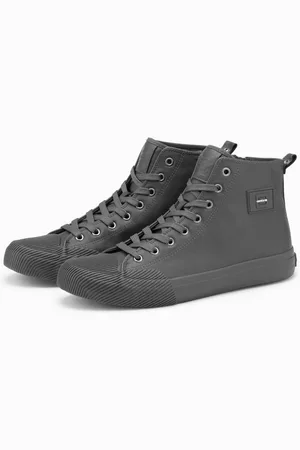 Ombre Clothing Pánské vysoké tenisky s ozdobnou špičkou šedé