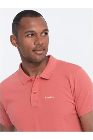 Ombre Clothing Pánská polokošile Pique V6 S1746 korálová