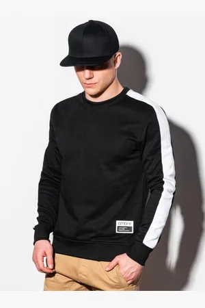 Ombre Clothing Pánská mikina bez kapuce OM-SSNZ-22FW-010 V4 černá