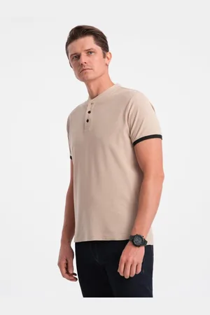 Ombre Clothing Pánská polokošile bez límečku V5 OM-TSCT-0156