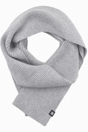 Ombre Clothing Pánská jednobarevná žebrovaná pletená šála - šedá