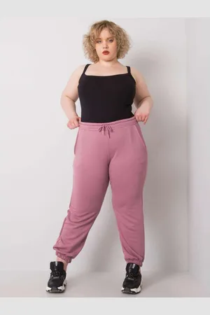 BASIC FEEL GOOD Dámské tepláky bavlněné plus size AINHOA špinavě růžové
