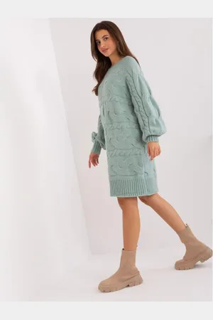 Wool Fashion Italia Dámské šaty s kostkami AIME mentolové