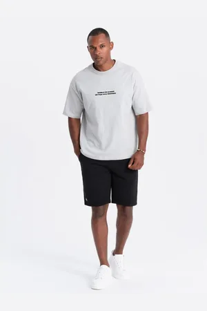 Ombre Clothing Pánské krátké úpletové teplákové šortky otoman černé V4 OM-SRSK-0150