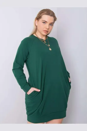 BASIC FEEL GOOD Dámské šaty plus size ARIADNE tmavě zelené
