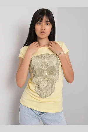Ex moda Dámské tričko SKULL světle žluté