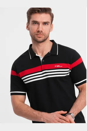 Ombre Clothing Pánská polokošile s tříbarevnými pruhy černá