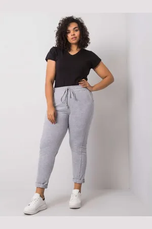 BASIC FEEL GOOD Dámské tepláky melanžové plus size ALVA šedé