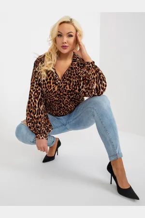 LAKERTA Dámská halenka s leopardím potiskem plus size GERDA světle a černá