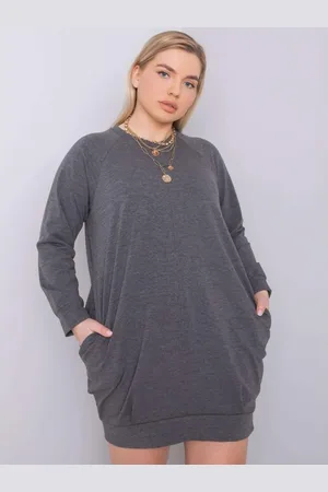 BASIC FEEL GOOD Dámské šaty melanžové plus size ARIADNE tmavě šedé